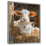 Cow Portrait At The Barn - White Cow Wall Art