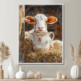 Cow Portrait At The Barn - White Cow Wall Art
