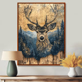 Deer Portrait With Chinese Ink Landscape - Deer Living Room Wall Art