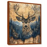 Deer Portrait With Chinese Ink Landscape - Deer Living Room Wall Art