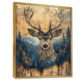 Deer Portrait With Chinese Ink Landscape - Deer Living Room Wall Art