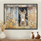 Donkey Floral Portrait At The Barn - Donkey Wall Art Prints