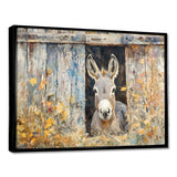 Donkey Floral Portrait At The Barn - Donkey Wall Art Prints