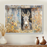 Donkey Floral Portrait At The Barn - Donkey Wall Art Prints