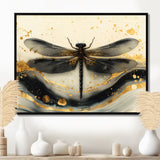 Golden Dragon Fly Flight Of Elegance - Dragonfly Living Room Wall Art