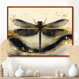 Golden Dragon Fly Flight Of Elegance - Dragonfly Living Room Wall Art