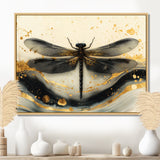 Golden Dragon Fly Flight Of Elegance - Dragonfly Living Room Wall Art