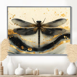 Golden Dragon Fly Flight Of Elegance - Dragonfly Living Room Wall Art