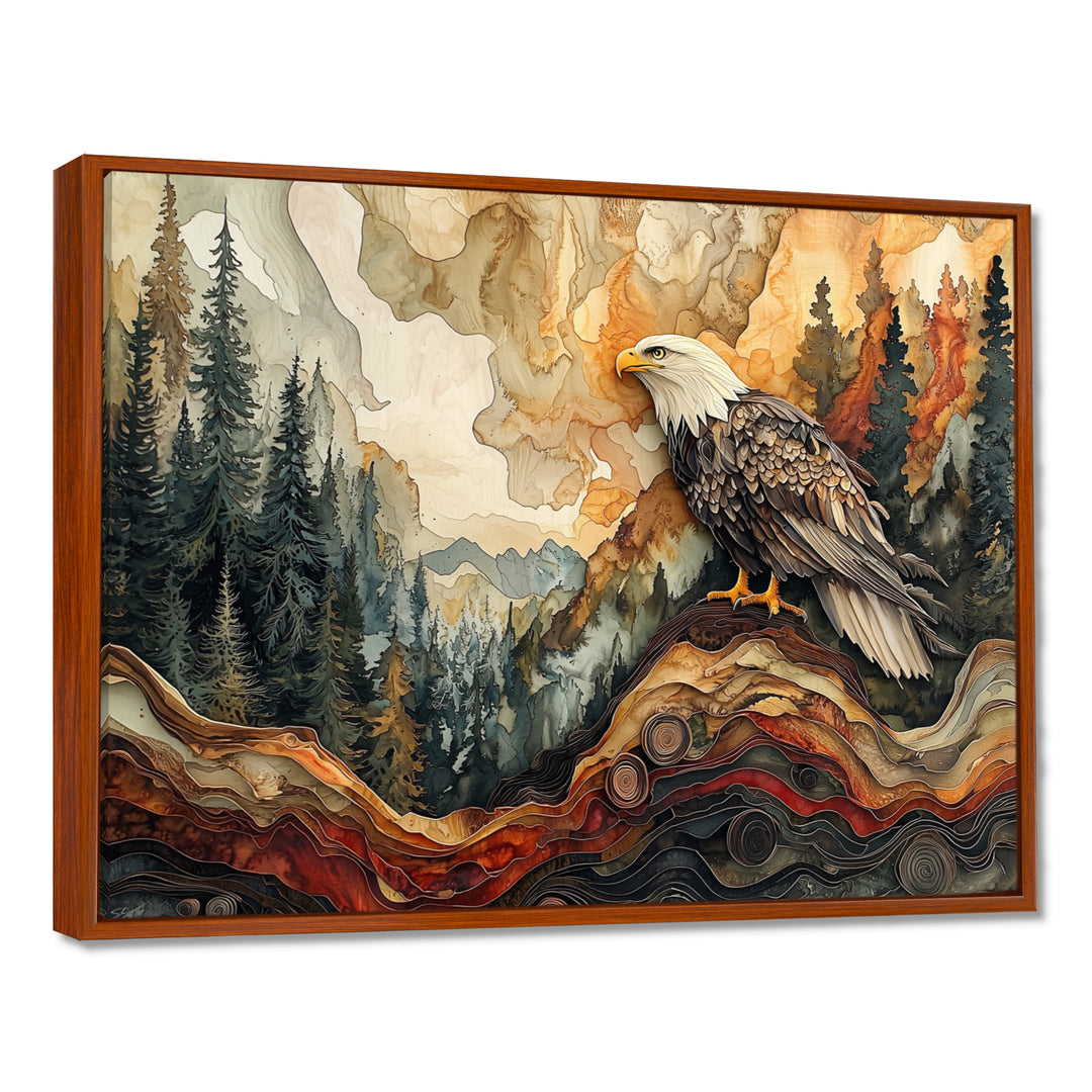 Eagle In A Large Forest Landscape - Eagle Living Room Wall Art