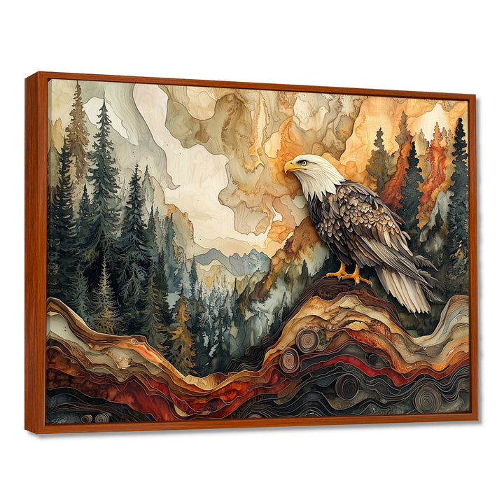 Eagle In A Large Forest Landscape - Eagle Living Room Wall Art