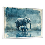 Elephant And Her Calf In The Rain - Grey Elephant Wall Art