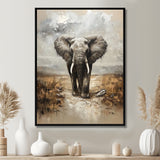 Elephant Majesty In The Grasslands - Elephant Canvas Wall Art