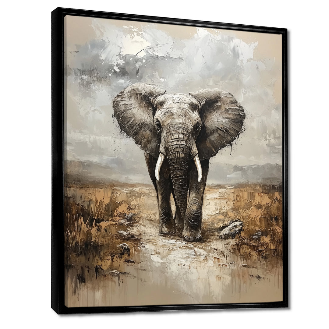 Elephant Majesty In The Grasslands - Elephant Canvas Wall Art