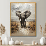 Elephant Majesty In The Grasslands - Elephant Canvas Wall Art