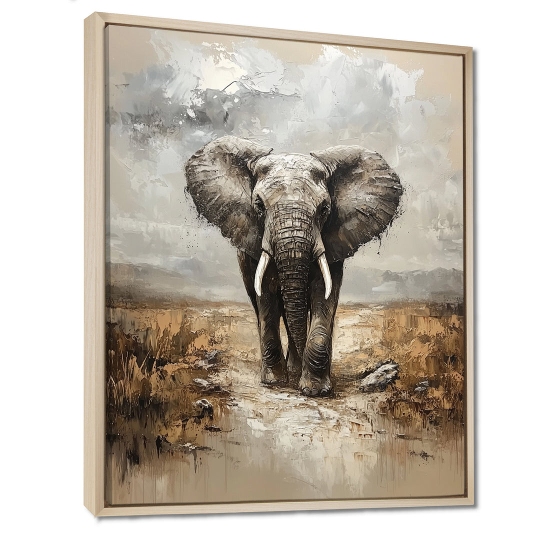 Elephant Majesty In The Grasslands - Elephant Canvas Wall Art