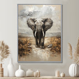 Elephant Majesty In The Grasslands - Elephant Canvas Wall Art