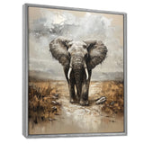 Elephant Majesty In The Grasslands - Elephant Canvas Wall Art