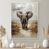 Elephant Majesty In The Grasslands - Elephant Canvas Wall Art