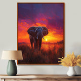 Elephant In The Sunset Glow - Elephant Wall Decor