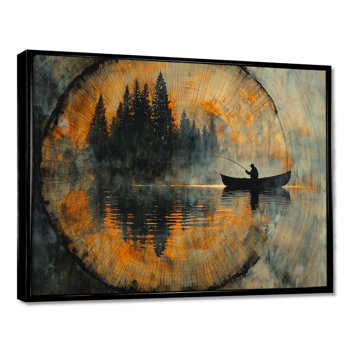 Fishing Tranquility River Landscape I - Boat Fishing Wall Art Canvas Wall Art