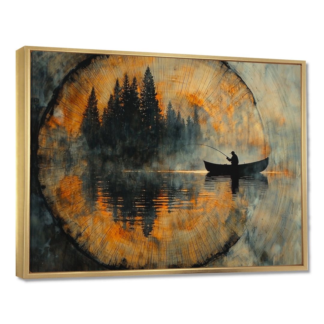 Fishing Tranquility River Landscape I - Boat Fishing Wall Art Canvas Wall Art