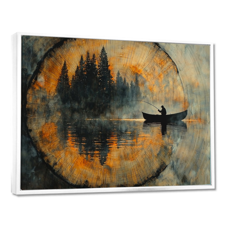 Fishing Tranquility River Landscape I - Boat Fishing Wall Art Canvas Wall Art