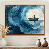 Fishing Horizon Wooden Slide Landscape - Boat Fishing Wall Art Canvas Wall Art