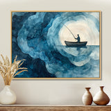 Fishing Horizon Wooden Slide Landscape - Boat Fishing Wall Art Canvas Wall Art