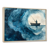 Fishing Horizon Wooden Slide Landscape - Boat Fishing Wall Art Canvas Wall Art