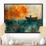 Fishing Tranquility Wooden Slide Landscape I - Boat Fishing Wall Art Canvas Wall Art