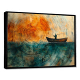 Fishing Tranquility Wooden Slide Landscape I - Boat Fishing Wall Art Canvas Wall Art
