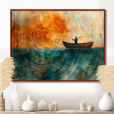 Fishing Tranquility Wooden Slide Landscape I - Boat Fishing Wall Art Canvas Wall Art
