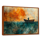 Fishing Tranquility Wooden Slide Landscape I - Boat Fishing Wall Art Canvas Wall Art