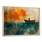 Fishing Tranquility Wooden Slide Landscape I - Boat Fishing Wall Art Canvas Wall Art
