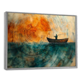 Fishing Tranquility Wooden Slide Landscape I - Boat Fishing Wall Art Canvas Wall Art