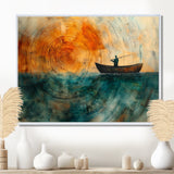 Fishing Tranquility Wooden Slide Landscape I - Boat Fishing Wall Art Canvas Wall Art