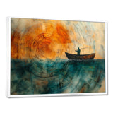 Fishing Tranquility Wooden Slide Landscape I - Boat Fishing Wall Art Canvas Wall Art