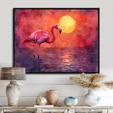 Flamingo In The Sunset - Flamingo Canvas Wall Art