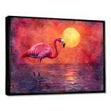 Flamingo In The Sunset - Flamingo Canvas Wall Art