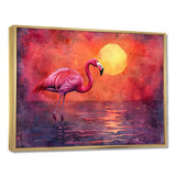Flamingo In The Sunset - Flamingo Canvas Wall Art
