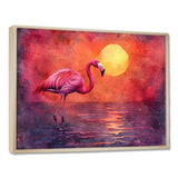Flamingo In The Sunset - Flamingo Canvas Wall Art