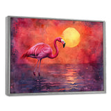 Flamingo In The Sunset - Flamingo Canvas Wall Art