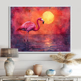 Flamingo In The Sunset - Flamingo Canvas Wall Art