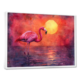 Flamingo In The Sunset - Flamingo Canvas Wall Art