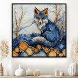Night Fox By The Lake Landscape - Blue Fox Wall Art