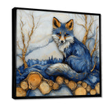 Night Fox By The Lake Landscape - Blue Fox Wall Art