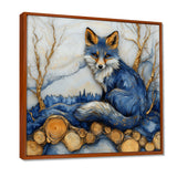 Night Fox By The Lake Landscape - Blue Fox Wall Art