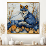Night Fox By The Lake Landscape - Blue Fox Wall Art