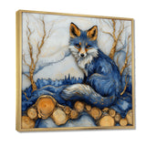 Night Fox By The Lake Landscape - Blue Fox Wall Art