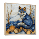 Night Fox By The Lake Landscape - Blue Fox Wall Art